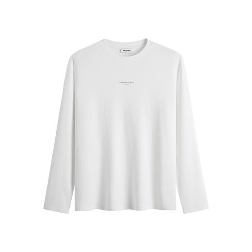 HIM漢崇  简约字母烫花长袖圆领T恤舒适休闲莫代尔棉上衣 2025秋季 商品图4