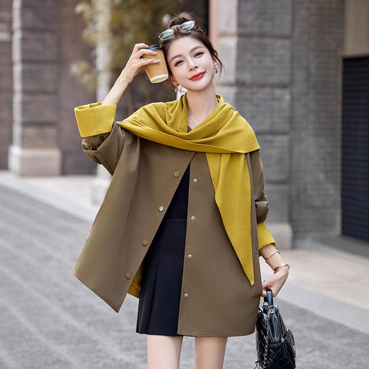 韩系ins风圆领披肩风衣，时尚设计感休闲上衣HR-AQHUI8121 商品图1