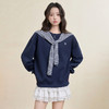 西遇宽松圆领卫衣女秋季新款学院风条纹披肩叠穿长袖上衣H0055271 商品缩略图2
