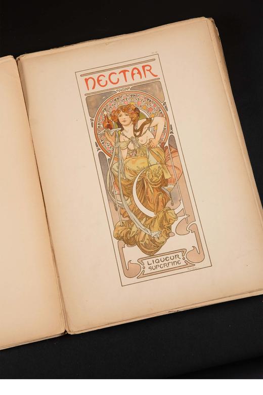 独角鹿西洋古董 1902年法国巴黎中心美术书局出版新艺术大师穆夏创作原版彩色版画图集《装饰文档 Documents décoratifs》 商品图5