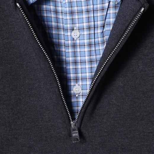 33755SDSA男士秋冬新款痞帅男装潮牌痞帅格子拼接半拉链翻领假两件卫衣 商品图3