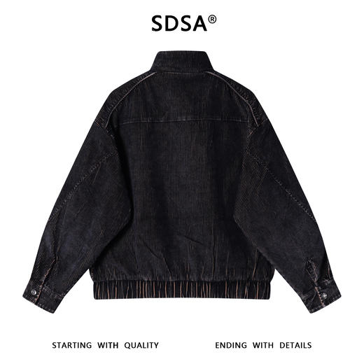 J59201SDSA男士秋冬新款痞帅男装做旧竖纹立领拉链夹克百搭时尚休闲外套 商品图5