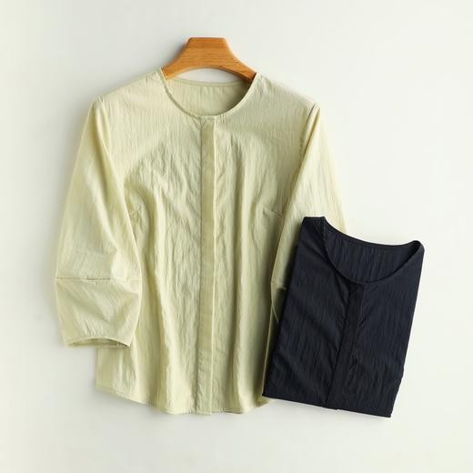 weyo新款夏季女宽松冰丝皱灯笼袖遮肉显瘦圆领衬衫880118 商品图1