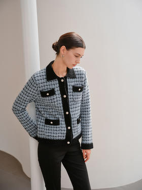 【撞色条纹小香风开衫】25年秋冬女士条纹羊毛开衫时尚通勤针织外套