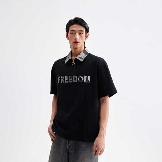 CHINISM赤尘 贴布绣撞色短袖polo衫男2025夏季新款男士休闲t恤 商品图0
