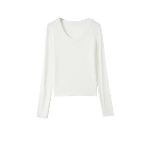 【韩系骨感】微卷边U领修身针织打底衫 商品图6