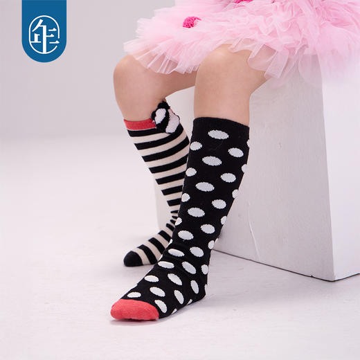 【盼达啵啵袜子】年衣儿童袜子男女童秋冬新款条纹宝宝撞色中筒袜 商品图2