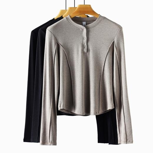 weyo秋冬新款女长袖修身暗扣打底衫外穿显瘦气质上衣880095 商品图2