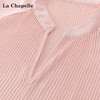 会员福利【垂顺/丝滑~质感敲好】拉夏贝尔/La Chapelle气质独特V领短袖雪纺衫女夏季宽松高级感冰丝上衣 商品缩略图2