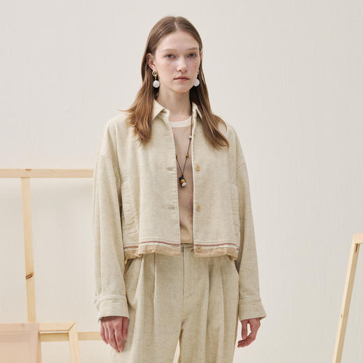 谜底短外套长袖2025年冬季新品复古灯芯绒斑驳感拼接女254MW1624 商品图0