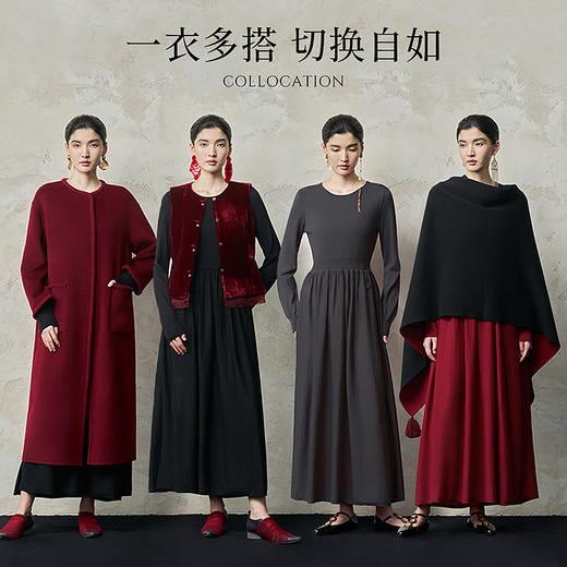 【林栖设计小店】绵羊毛连衣裙手钩花显瘦气质长袖2025秋冬新款毛织裙子女1954030 商品图2