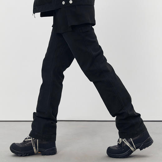 【黑水系列】CHINISM赤尘 黑色水洗修身工装裤微喇直筒休闲裤男 商品图1