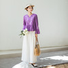 【林栖设计小店】【林栖推荐】薰衣草紫亚麻呼吸透气清爽V领上衣女N1953332 商品缩略图1