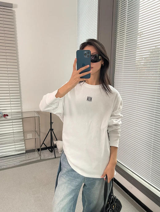 男女同款新款秋冬老罗圆领螺纹直筒打底T卫衣 商品图3