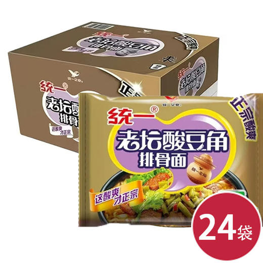 统一方便面 来一桶酸豆角排骨袋面*24袋速食泡面（6925303791964） 商品图0