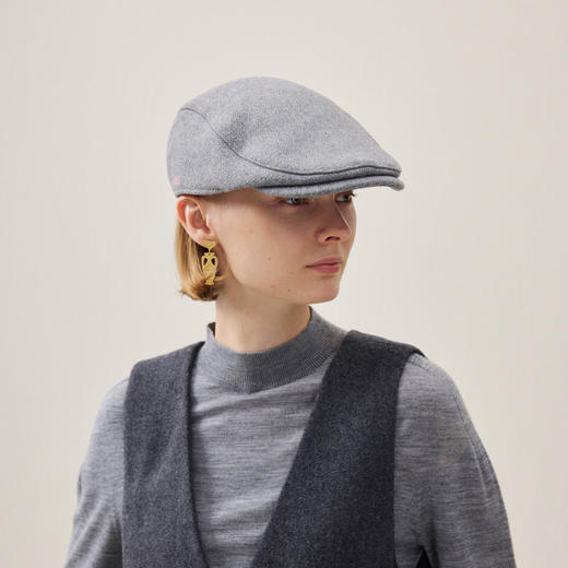 谜底前进帽2025冬季新品羊毛混纺立体帽灰色百搭帽子女254MQ1951 商品图2