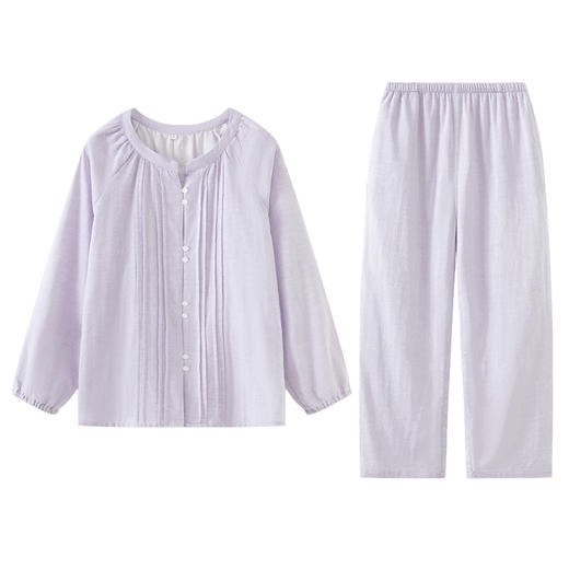 2025秋新款！纯棉纱布长袖家居服 温柔紫黛可外穿睡衣套装女春秋季 商品图4