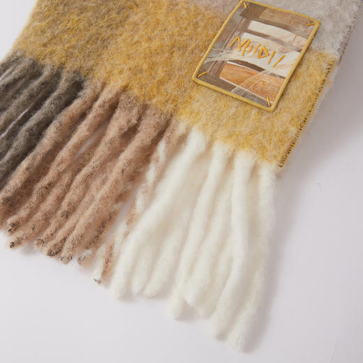 谜底格子围巾2025冬新品流苏慵懒率性格纹保暖大围巾女254MQ1953 商品图2