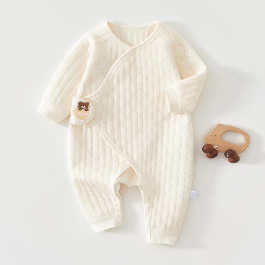 【柔软细腻！A类0荧光】按扣设计，易换衣，新生婴儿衣服秋冬季夹棉连体衣刚出生宝宝护肚哈衣纯棉a类保暖衣。rb 商品图10