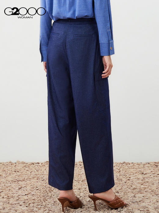 G2000【阔腿裤/配送腰带/商场新款】女装FW25弹性仿牛仔布休闲裤56261237 商品图4