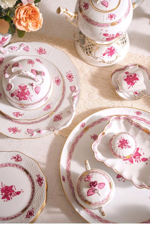 【已售】独角鹿西洋古董 20世纪匈牙利瓷窑出品Apponyi Rosa 玫粉花叶系列主题手绘描金装饰六人下午茶瓷器套件 商品图2