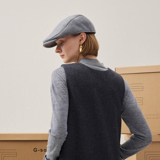谜底前进帽2025冬季新品羊毛混纺立体帽灰色百搭帽子女254MQ1951 商品图3