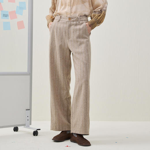 谜底直筒裤长裤2025年冬季新品显瘦厚实挺括复古包容女254MK1477 商品图0