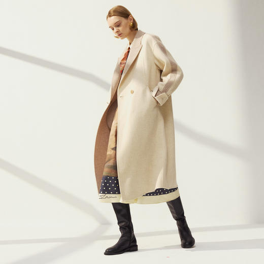 谜底羊毛呢长大衣长袖2025年冬季新品正反异色翻驳领女254MD1480 商品图1