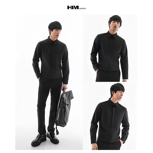 HIM漢崇 经典基础款暗扣长袖衬衫职业通勤商务正装衬衣 2025秋季 商品图3