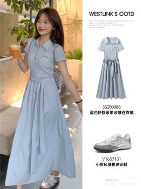 清爽显白穿搭，蓝色连衣裙还是太温柔了