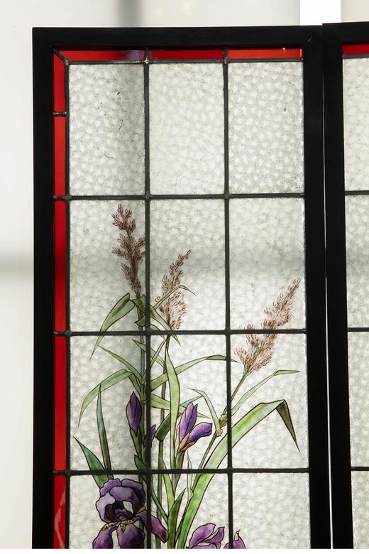 独角鹿西洋古董 法国新艺术风格时期著名工坊Ch. Champigneulle签名出品水岸风光主题彩绘玻璃花窗一对 商品图1