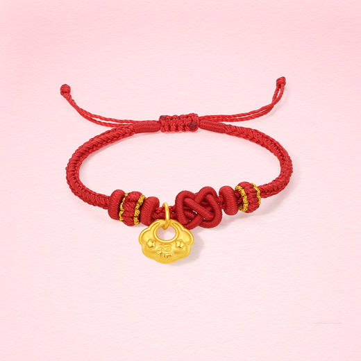 周六福黄金手绳宝宝款5d硬金定价幸运宝宝如意福锁包手绳祥云福气 商品图2