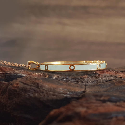 【天然正品】AU750玫瑰金镶天然细腻冰种木那雪花棉圆形无事牌翡翠吊坠项链110925XY08 现售价：6880 商品图7