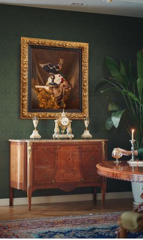 独角鹿西洋古董 1882年代法国画家Blaise Desgoffe签名创作静物主题油画作品《卢浮宫的青金石宝船》