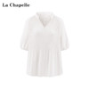 会员福利【垂顺/丝滑~质感敲好】拉夏贝尔/La Chapelle气质独特V领短袖雪纺衫女夏季宽松高级感冰丝上衣 商品缩略图1