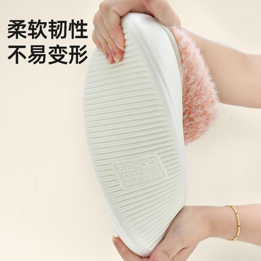 洁丽雅拖鞋女士秋冬家居室内防滑保暖毛毛绒厚底居家冬天情侣舒适#自在熊猫 商品图2