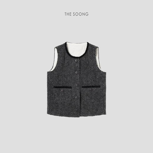 THESOONG|精裁羊毛手工编织颗粒花边马甲外套HWMJ7649 商品图0