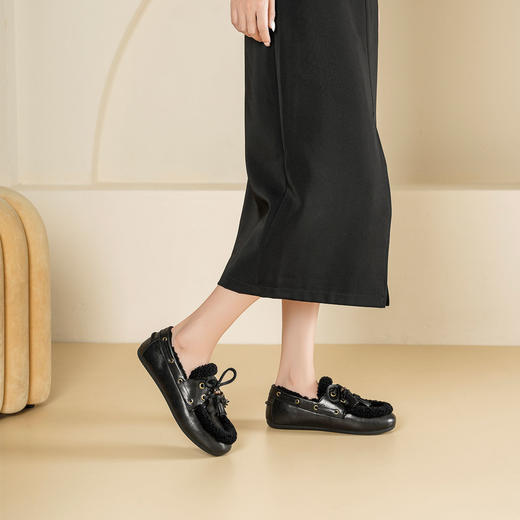 Westory2025年冬季羊毛里垫保暖乐福鞋休闲轻便毛毛鞋W25DM85731 商品图6