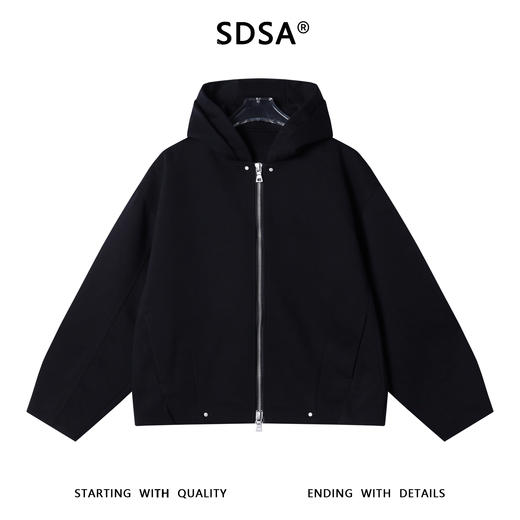 25Y256SDSA男士秋冬新款痞帅男装痞帅纯色铆钉拉链连帽卫衣百搭开衫外套 商品图1