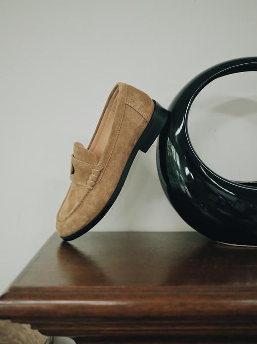 「星星月亮」原创设计非对称老钱风黑色卡其色乐福鞋 商品图3