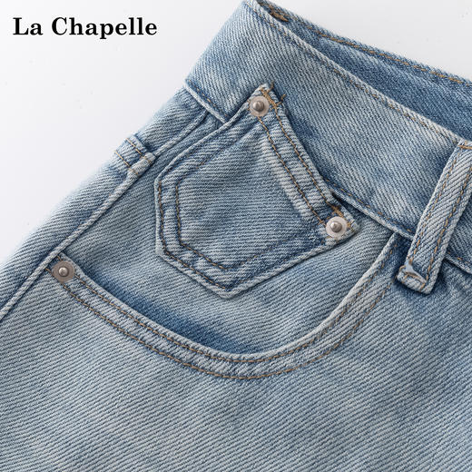 天猫同步【懒人时髦精必备！】拉夏贝尔/La Chapelle破洞直筒牛仔裤女高街时髦宽松显瘦长裤 商品图2