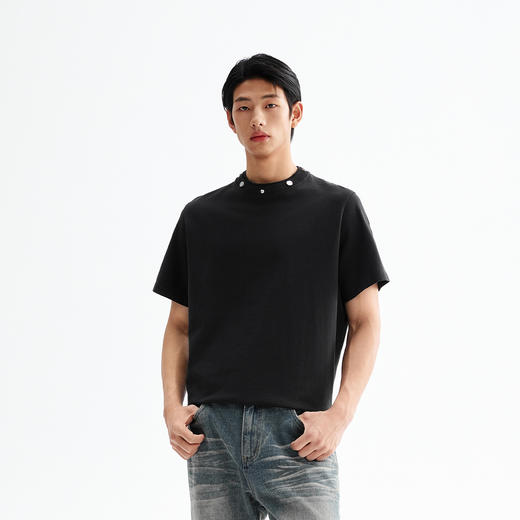【黑水系列】CHINISM双领口重磅300g短袖T恤男夏季纯棉半袖上衣 商品图4