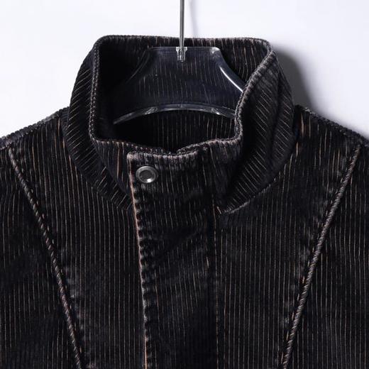 J59201SDSA男士秋冬新款痞帅男装做旧竖纹立领拉链夹克百搭时尚休闲外套 商品图2