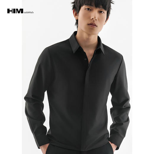 HIM漢崇 经典基础款暗扣长袖衬衫职业通勤商务正装衬衣 2025秋季 商品图0