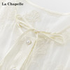 会员福利【天丝+重工刺绣】拉夏贝尔/La Chapelle圆领系带刺绣花朵短袖衬衫2025夏季新款上衣 商品缩略图2
