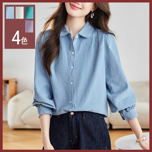 馥迦复古软糯舒适灯芯绒纯棉衬衫 商品图0