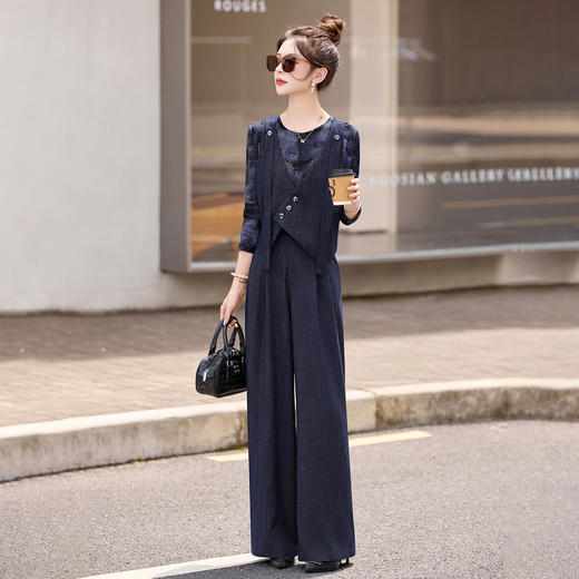 HR SNX3168韩版拼接钉珠设计感小香风套装 商品图6