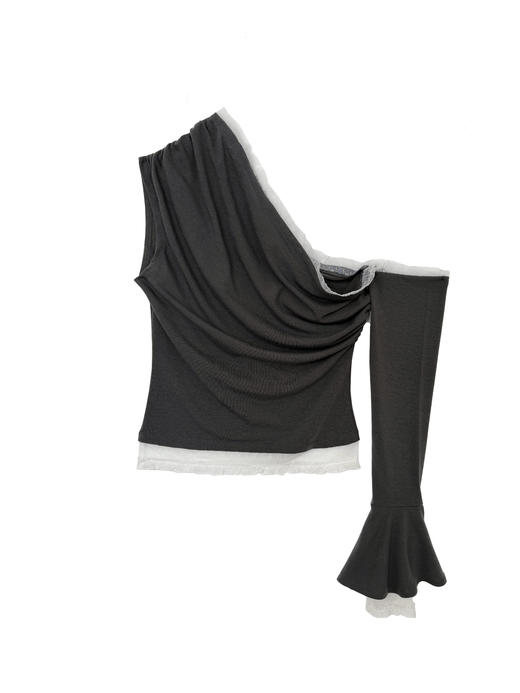 Kaiy Xiao 魔法系列 蕾丝花边斜肩长袖上衣 商品图4