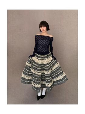 Kaiy Xiao 魔法系列 羊毛蛋糕重工奶油褶长裙