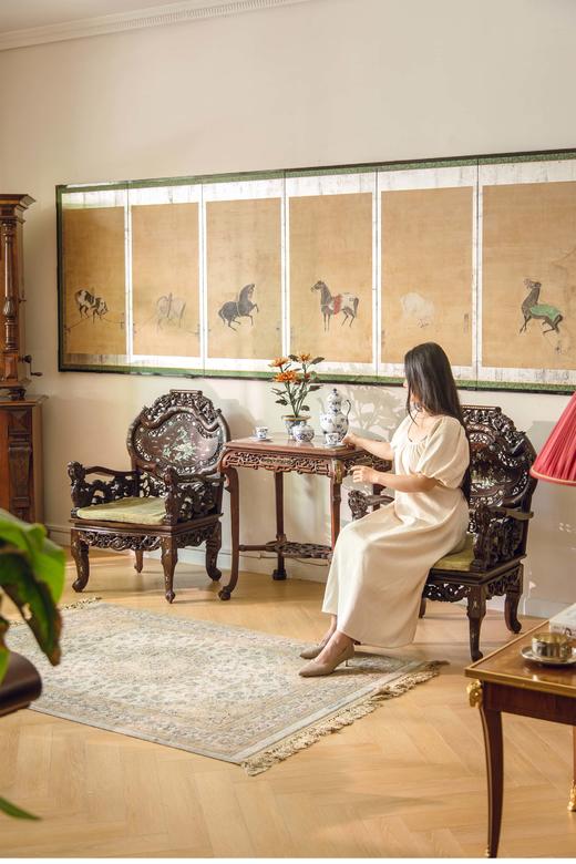 【已售】独角鹿西洋古董 中国出品龙纹硬木精雕装饰传统山水人物主题螺钿镶嵌太师椅一对 商品图1